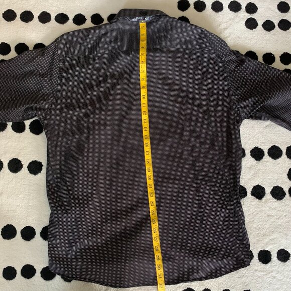 Au Noir Black White Contrasting Trim Flip Cuff Casual Button Down Shirt - Picture 14 of 15